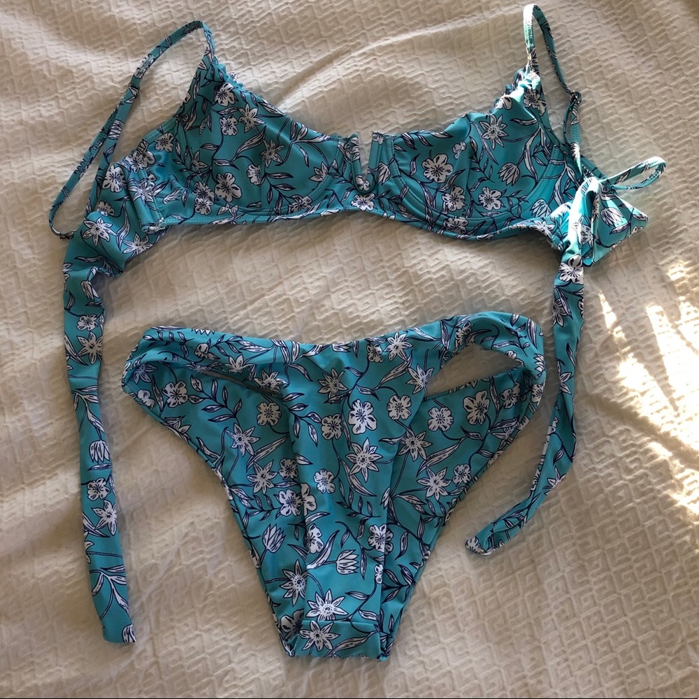 Blue floral bikini